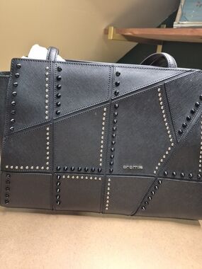 Cromia Black Studded Shoulder Bag